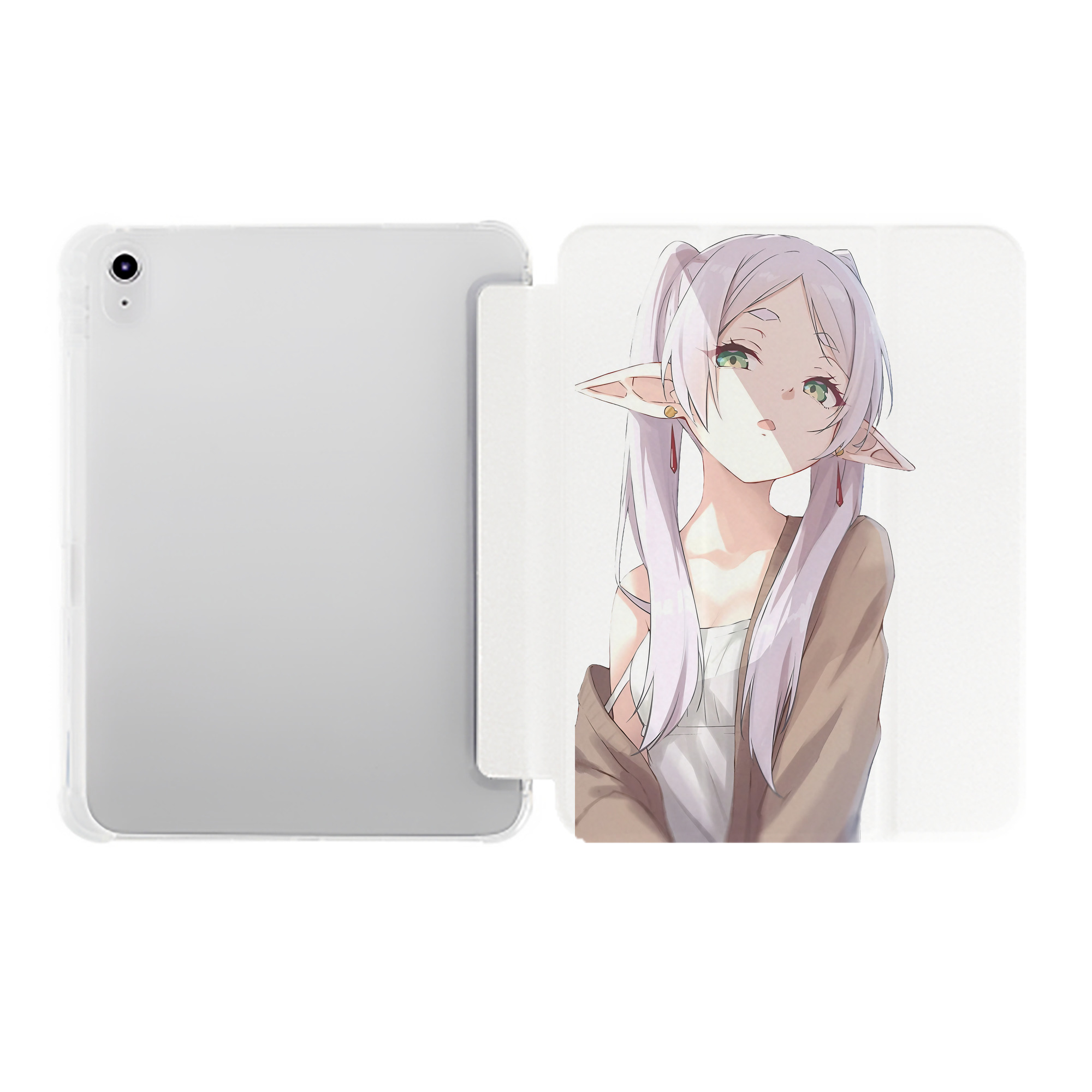 （画像用） 葬送のフリーレン Frieren IPad ケース ペン収納付き 三つ折りスタンド PUレザー×シリコン 対応機種9.5/10.5/10.9インチ